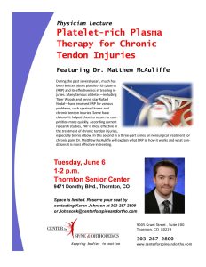 FREE Physician Lecture — platelet injections for Chronic Tendon Injuries